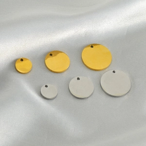 Polished 18K gold and silver stainless steel round blank pendants in various sizes