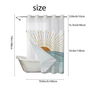 Tableau des tailles détaillé pour rideau de douche gaufré avec dimensions 180x188cm et segments
