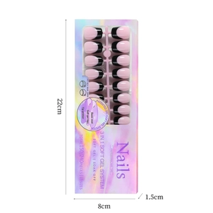 3-in-1 black and pink French soft gel nail tips set with 15 sizes in a retail box
