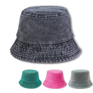 Washed Cotton Bucket Hat Vintage Sun Protection Foldable Outdoor Beach Fishing Cap Unisex