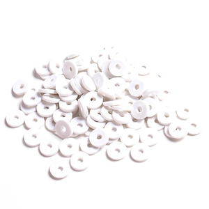 Perles rondelles en pâte polymère blanche de 6mm pour la création de bijoux DIY