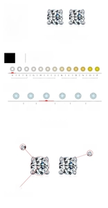 Detail view of S925 sterling silver studs with D-color VVS1 moissanite in heart prongs