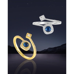 Luxury S925 sterling silver cross rings with blue zircon inlay in gold and silver finish