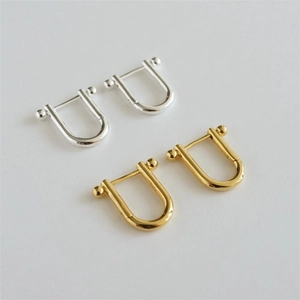 Minimalist 925 sterling silver U-shaped horseshoe stud earrings in gold and silver finish