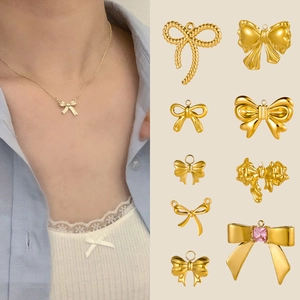 Bowknot Pendants Charms Stainless Steel DIY Jewelry Making Accessories With Stones For Necklaces Earrings Trendy Style