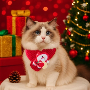 Pet Christmas Scarf Hat Knit Acrylic Warm Soft Reindeer Santa Festive Costume Accessories For Dogs Cats