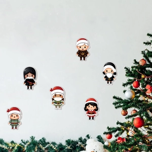 6-piece cute cartoon Christmas wall stickers set for holiday home window decoration