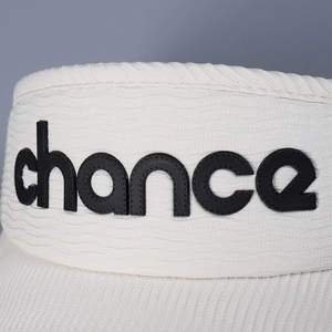 Minimalist cream-white visor hat featuring a 3D chance letter design and wave texture