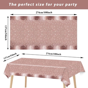Rose gold sequin pattern disposable tablecloth for party and wedding decor 54x108 inch