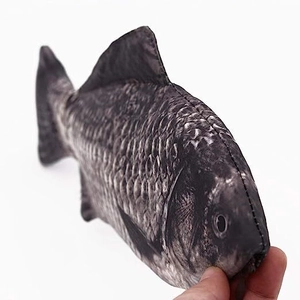 Realistic fish-shaped pencil case with detailed scales made of soft plush fabric