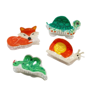 Lot de pinces à cheveux créatives en PVC avec motifs d'escargot renard tortue et serpent