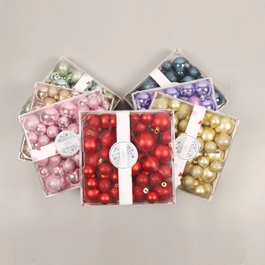 Christmas Ball Ornaments Plastic Shiny Matte Glitter Baubles For Christmas Tree Hanging Decorations Festive Holiday Party Decor