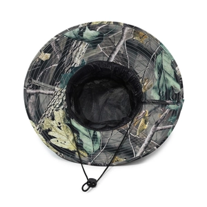 Outdoor camouflage boonie hat with breathable mesh lining and adjustable chin strap