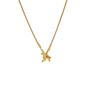 Minimalist 18K gold plated stainless steel knot pendant with a sleek snake chain