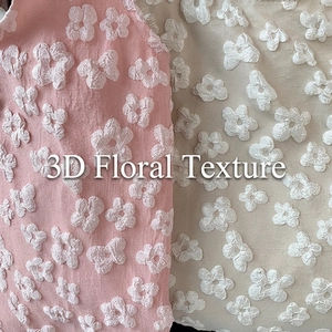 Minimalist floral lace tote bag featuring 3D embossed flower texture in pink and beige