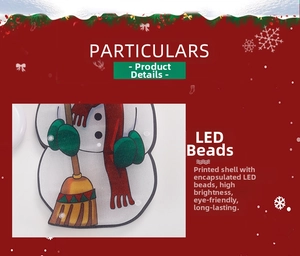 Detail of Santa Claus LED window light with printed shell and high brightness beads