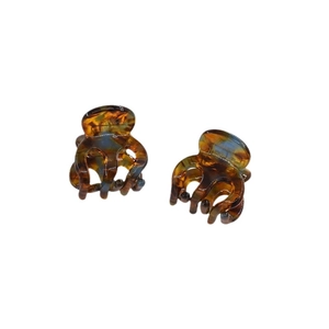 Elegant tortoiseshell cellulose acetate mini hair claw clips for women handmade in France