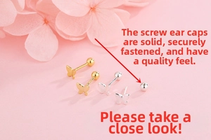 Macro shot of butterfly sterling silver stud earrings with secure screw back design