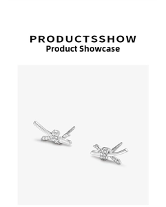 Macro shot of S925 sterling silver knot stud earrings with cubic zirconia inlay and S925 stamp