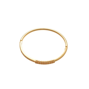 18k gold plated hinged bangle with double row zircon heart geometry design