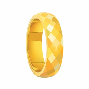 Moderner 6mm goldener Titanstahlring mit einer geometrischen Rauten-Textur-Oberfläche