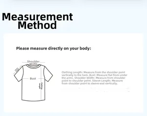 Guide des tailles avec détails de mesure pour longueur, buste, épaule et manche du haut