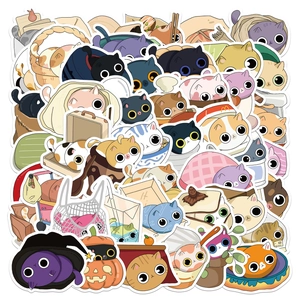 Cartoon Cat Hide And Seek Stickers Waterproof Vinyl Doodle Decals For Laptop Guitar Water Bottle Phone DIY Scrapbooking Decorative Cute Animal Stickers