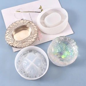 Mountain rock ashtray resin silicone mold for DIY craft and geometric storage box decor