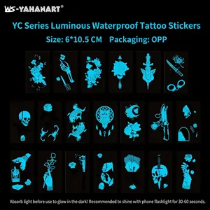 Leuchtende wasserfeste Tattoo-Aufkleber mit Totenkopf und Blumen für Nachtpartys