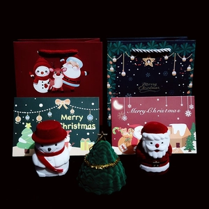 Christmas jewelry gift set with Santa and snowman velvet boxes, bags and cards