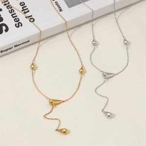 Colliers minimalistes en forme de Y en acier inoxydable avec gouttes d'or et d'argent