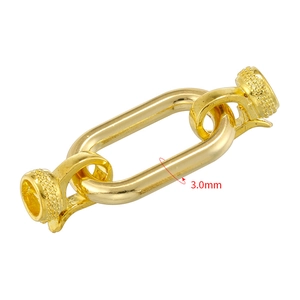 Detailed view of golden jewelry clasp with 3.0mm wire diameter and knurled texture
