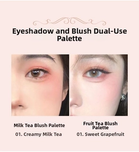 Detailed comparison of milk tea and grapefruit matte blush on eyes and cheeks