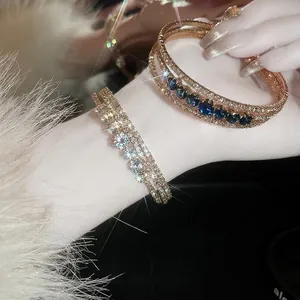 Sparkling zircon multi-layer bracelet with gold and silver plating for elegant women