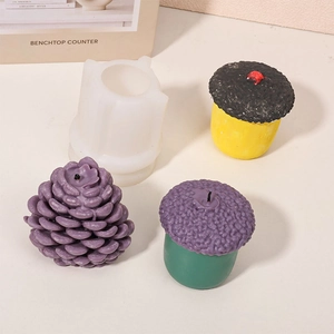 3D realistic pine cone and acorn silicone mold for handmade aromatherapy candles