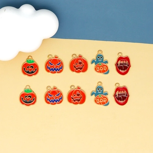 Assorted Halloween enamel charms set featuring colorful pumpkin, ghost and boo pendant designs