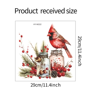 Diagramme de taille du sticker mural oiseau et baies au format carré de 29x29cm