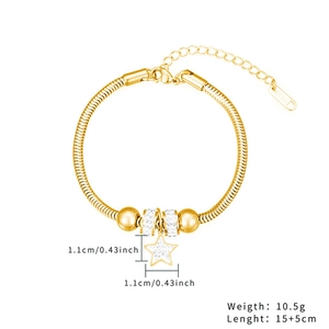 Detail of 18K gold titanium steel snake chain bracelet with star pendant and S.STEEL tag