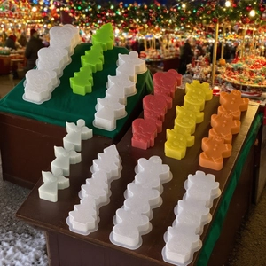 Christmas silicone molds for candles featuring gingerbread man deer and tree shapes