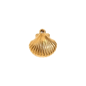 18K gold plated stainless steel shell pendant with elegant grooved texture design