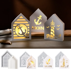 House Shape Silicone Mold DIY Lighthouse Anchor Nautical Resin Casting For Home Atmosphere Lamp Night Light Nordic Style