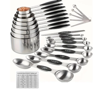 23-piece stainless steel measuring cups and spoons set with magnetic conversion chart