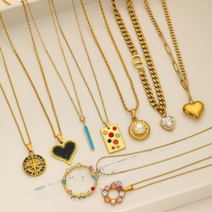 Collar Con Colgante De Corazón Brújula Estrella Vintage Acero Inoxidable Circón Perla Artificial Joyería Geométrica Para Mujer Estilo Francés