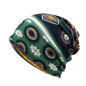 Ethnic Geometric Knitted Beanie Hat Multifunctional Neck Warmer Faux Cashmere Winter Slouchy Skull Cap For Men Women
