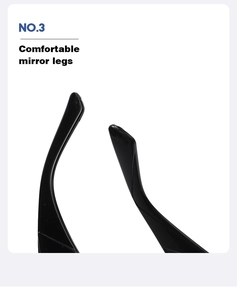 Close-up of ergonomic black glossy sunglasses legs for comfortable wearing