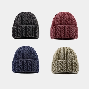 Bonnet Beanie En Tricot Torsadé Hiver Épais À Revers Chaud En Viscose Pour Hommes Femmes Décontracté Mode Extérieur