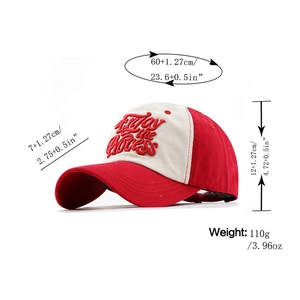 Spécifications de taille détaillées pour casquette en coton avec broderie 3D