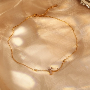 Elegant gold butterfly necklace with white shell pendant and sparkling zircon accents