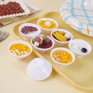 Miniature Dessert Bowl Food Model Realistic PVC Resin Mango Sago Red Bean Taro Ball Ornament Keychain Bag Pendant Novelty Decor