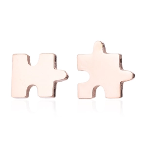 Minimalist geometric puzzle-shaped earrings in rose gold finish for a stylish look